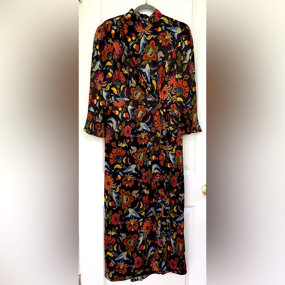 Cinq A Sept Juliana Floral Paisley Maxi Dress Womens Size 8 Ruffle Sleeve Hem - Picture 4 of 6